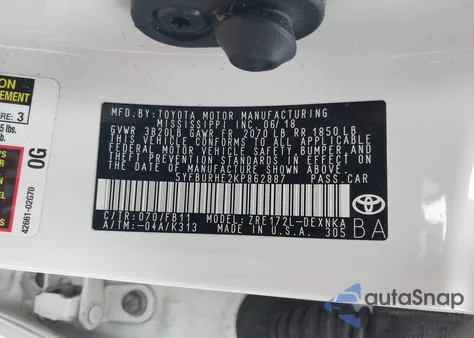 2019 Toyota Corolla Le z USA, uszkodzony, nr VIN 5YFBURHE2KP862887